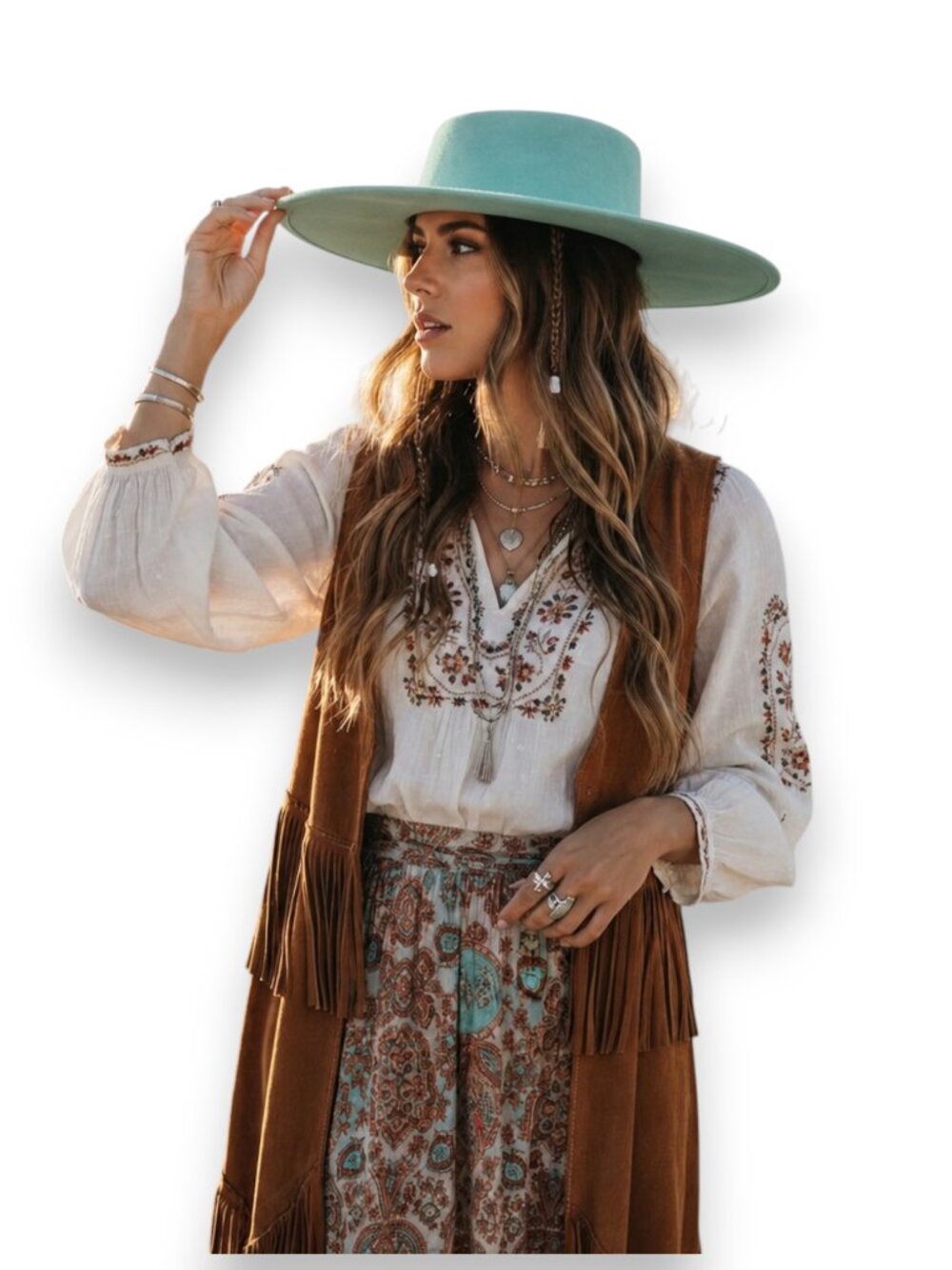 Aqua Round Crown Wide Brim Fedora - NWT